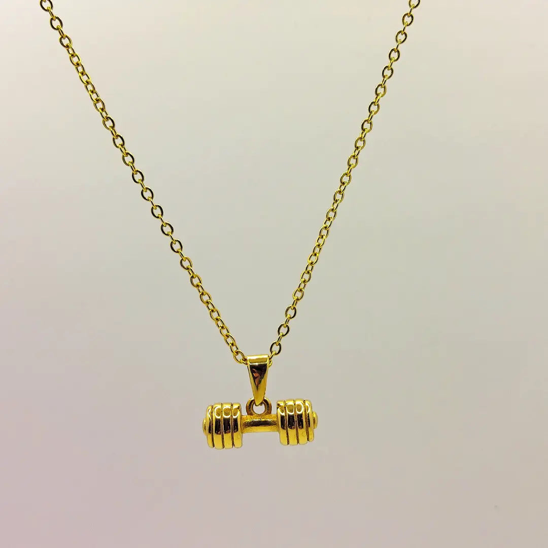 Collar con colgante estilo mancuerna de acero inoxidable