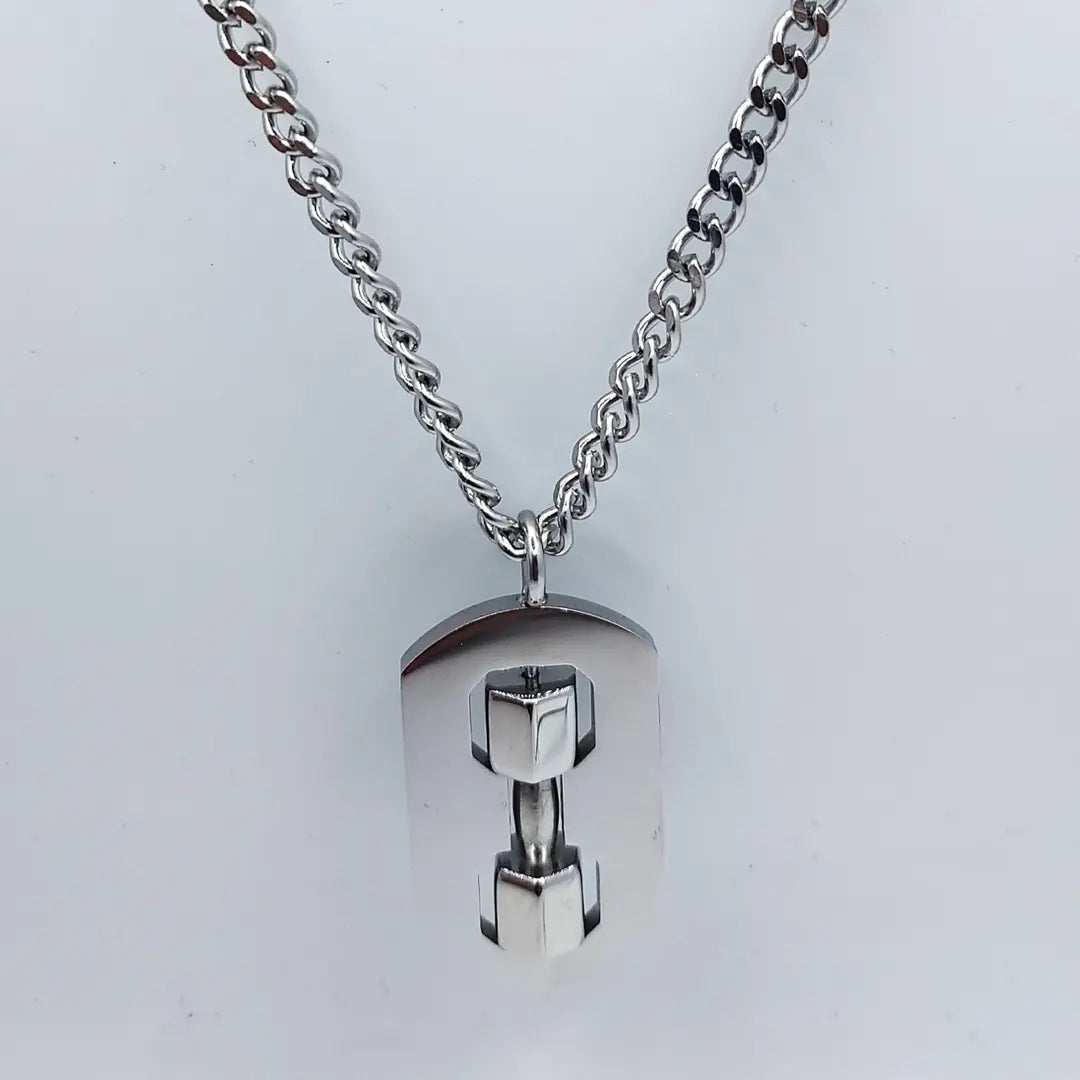 Dumbbell Design Pendant Necklace