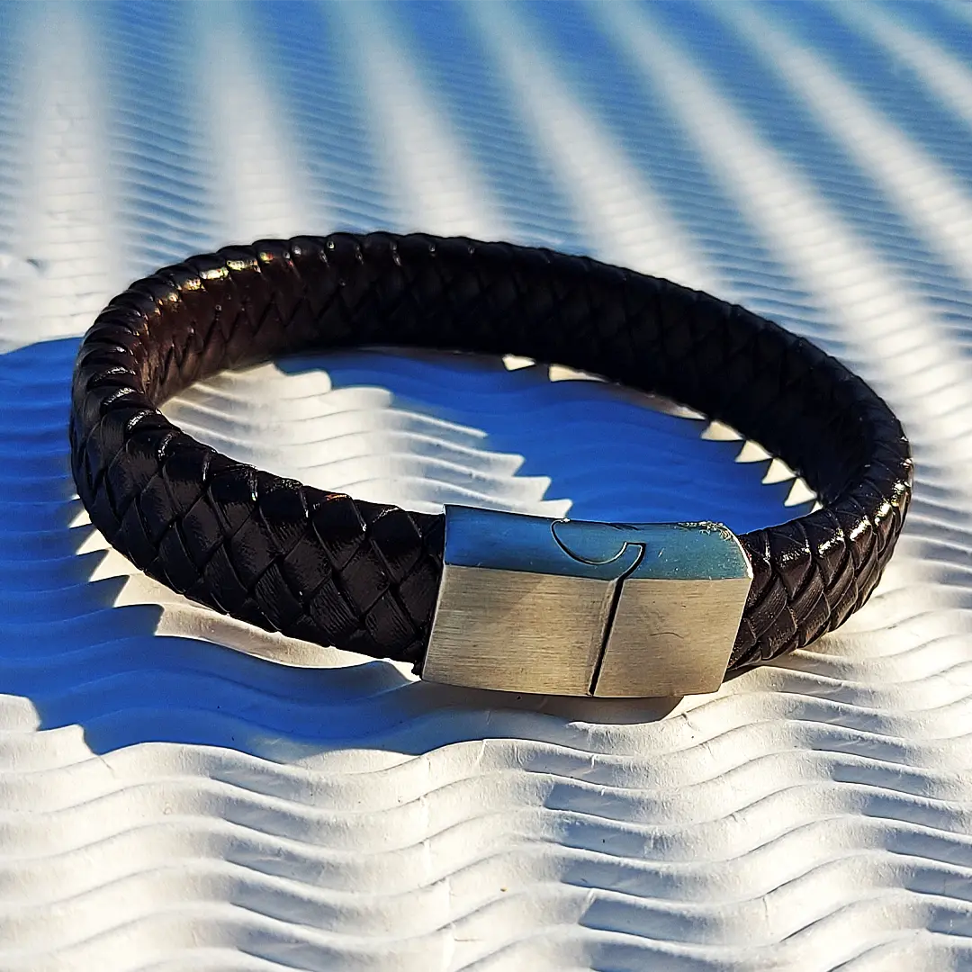 Coconut Brown Leather Cord Weave Bracelet