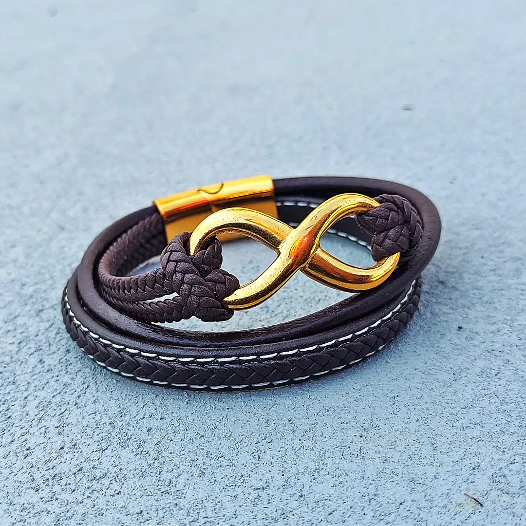 Infinity Braided Leather Cord Multi-strand Bracelets