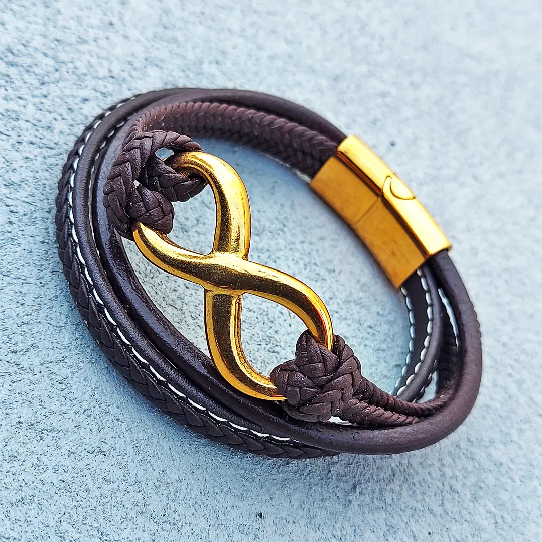 Infinity Braided Leather Cord Multi-strand Bracelets