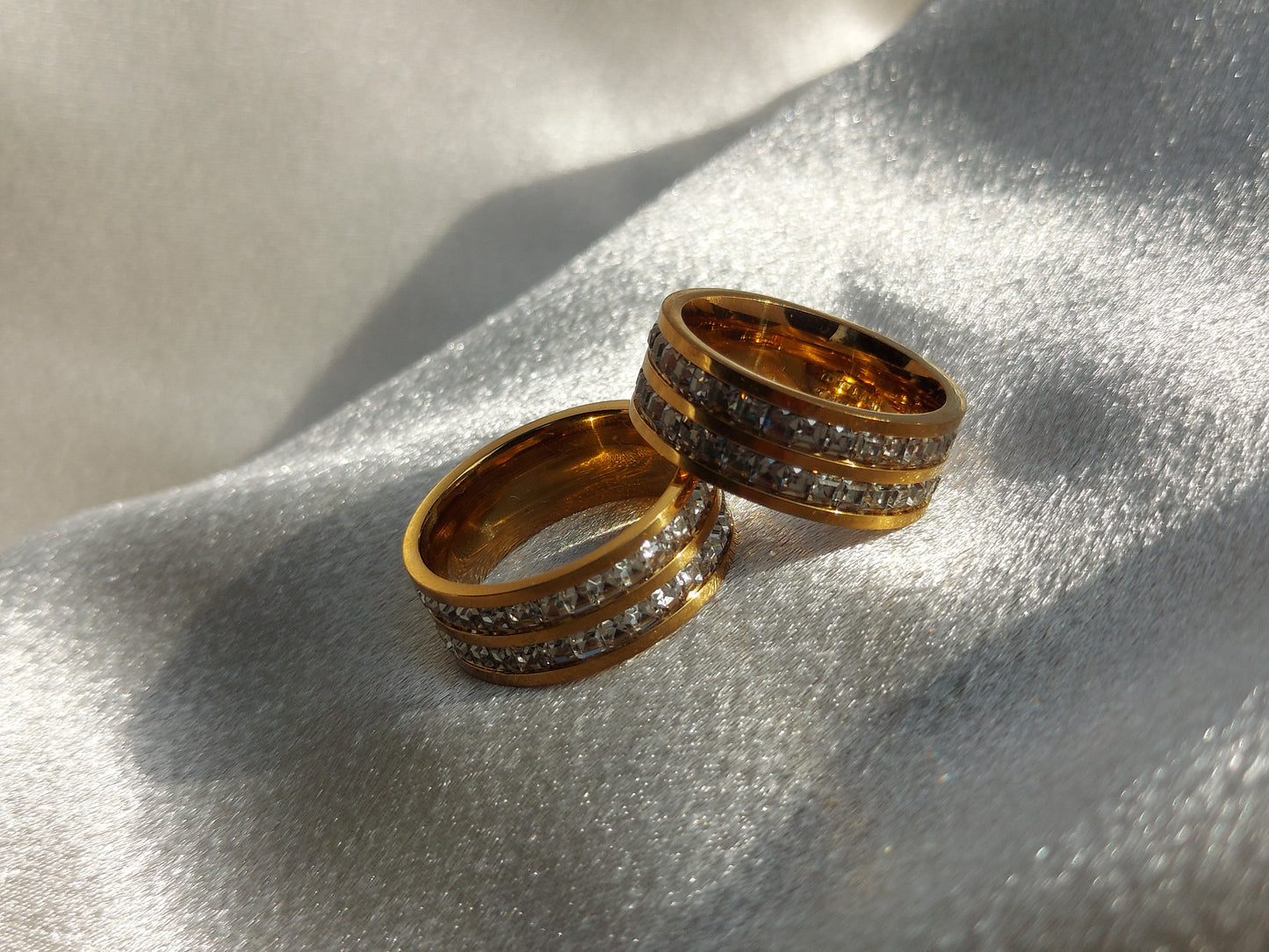 Gold Plated Titanium Ring with Zirconia | Celeste | Sizes 7-9
