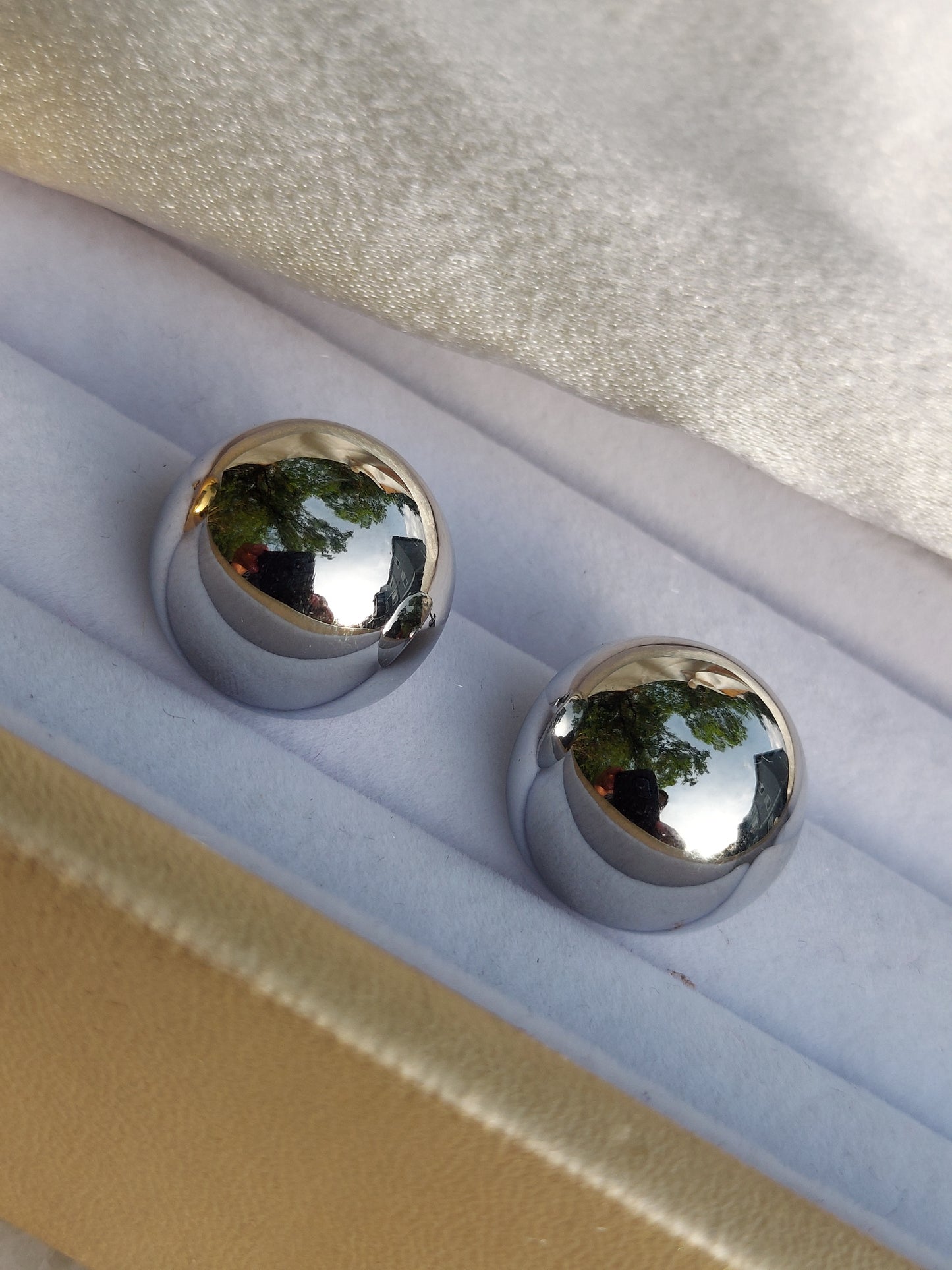 Amelia Ball Stud Earrings | PVD Gold Plated or Polished Stainless Steel | 18mm (Confirm Size)