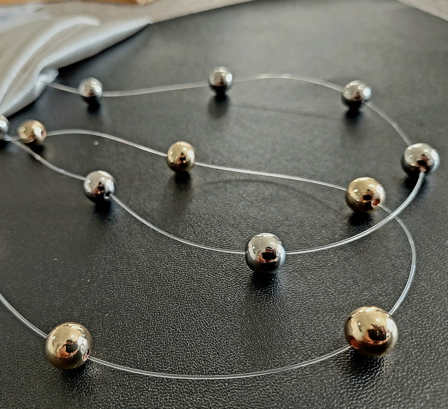 Orbit Illusion Necklace & Earring Set | Floating Stainless Steel Beads | 18K Gold or Rhodium Plated | 20 Inch