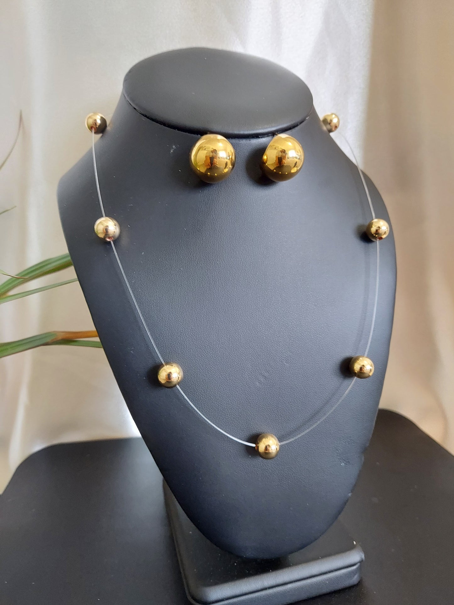 Orbit Illusion Necklace & Earring Set | Floating Stainless Steel Beads | 18K Gold or Rhodium Plated | 20 Inch