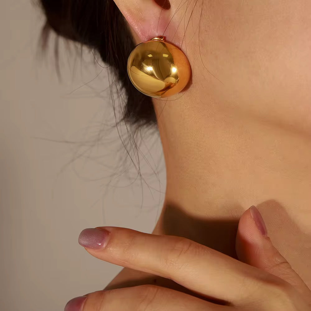 Amelia Ball Stud Earrings | PVD Gold Plated or Polished Stainless Steel | 18mm (Confirm Size)