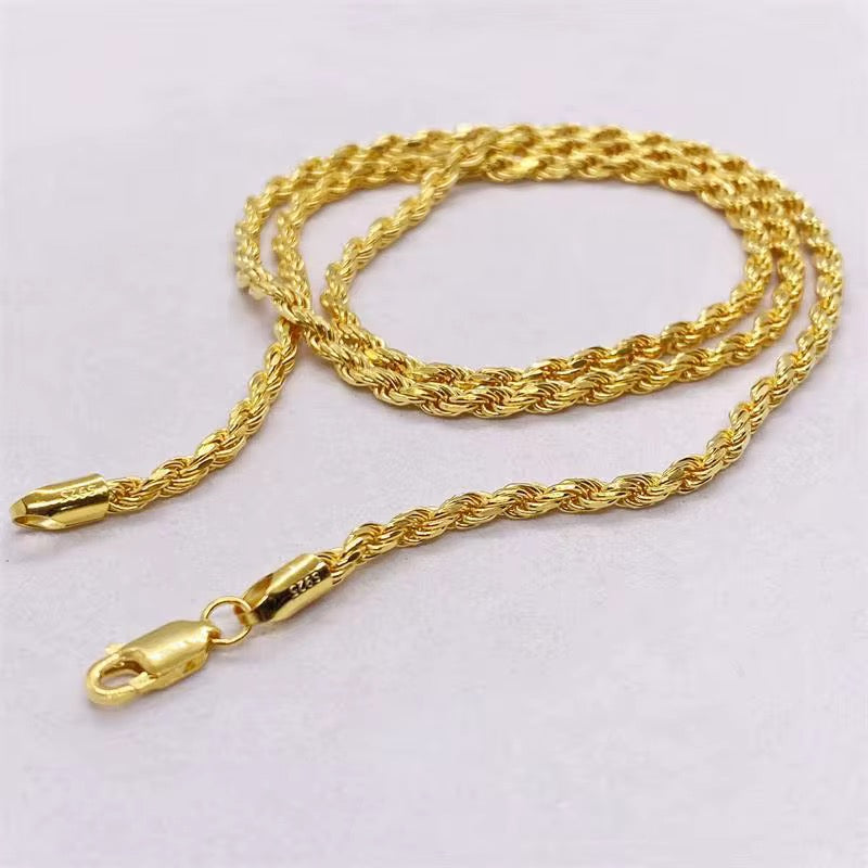 Essential Rope Chain Necklace | 18K Gold or Rhodium Plated Stainless Steel | 18", 3mm