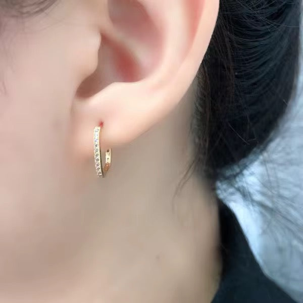 Stephanie Tiny Zircon U-Hoop Earrings | 925 Sterling Silver | Gold or Rhodium Plated