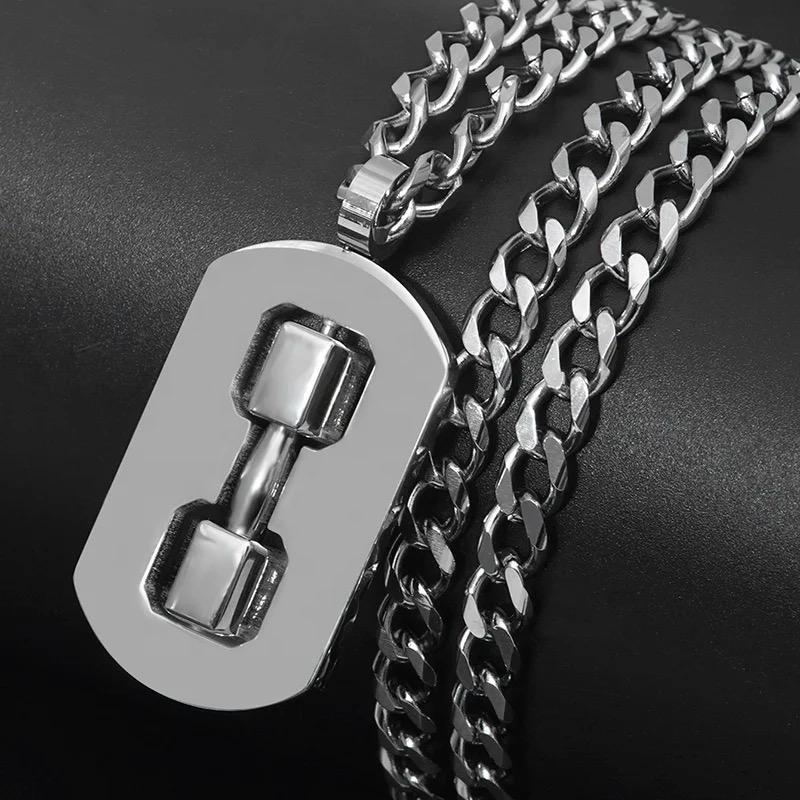 Dumbbell Design Pendant Necklace