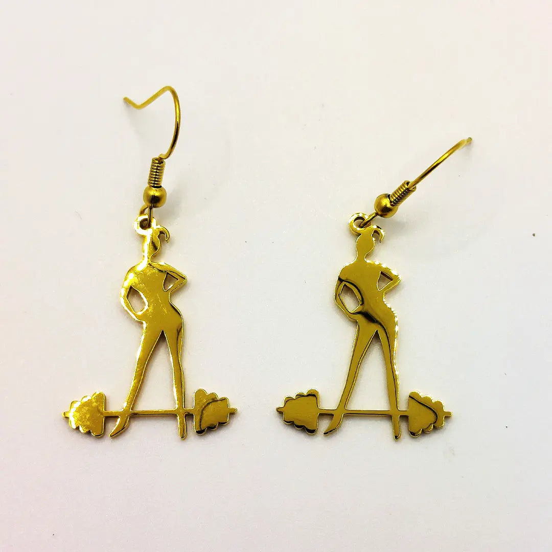 Stainless Steel Girl Weightlifting Earrings