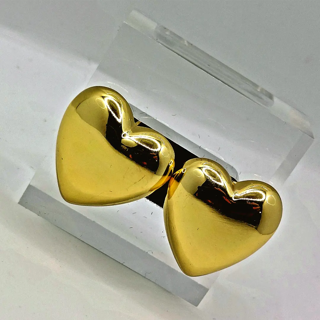 18k Gold Plated Heart Stud Earrings