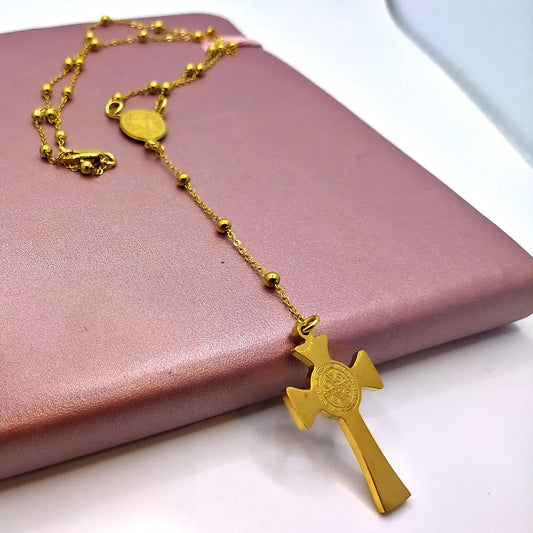 Gold Rosary Necklace (Thin Chain)