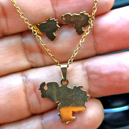 Venezuela Map Set Earrings and Necklace