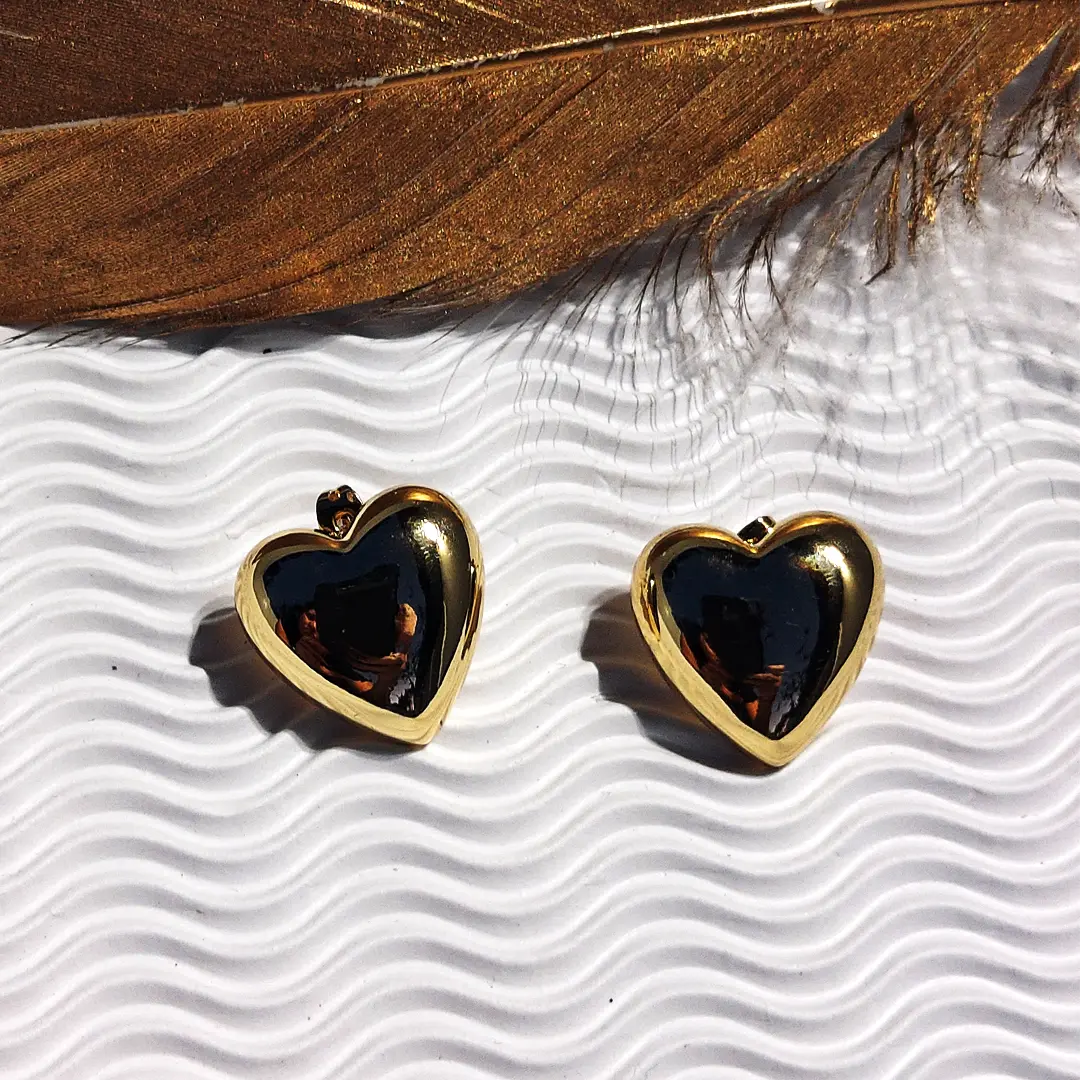 18k Gold Plated Heart Stud Earrings