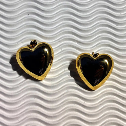 18k Gold Plated Heart Stud Earrings