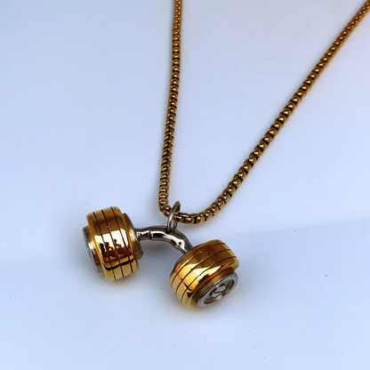 Sleek Curved Dumbbell Pendant Necklace