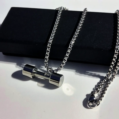 Single Plate Weight Dumbbell Barbell Pendant Necklace