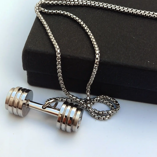 Gym Dumbbell Pendant Necklace