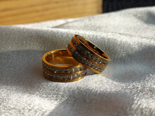 Gold Plated Titanium Ring with Zirconia | Celeste | Sizes 7-9