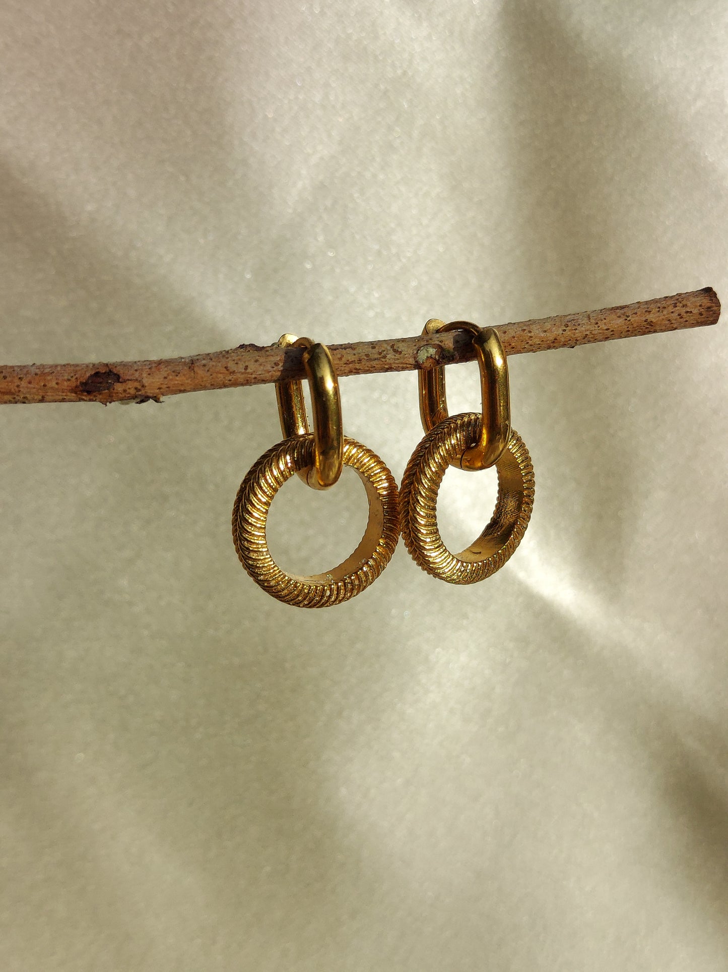 Gabriela Textured Hoop Earrings | 18K Gold Plated Stainless Steel