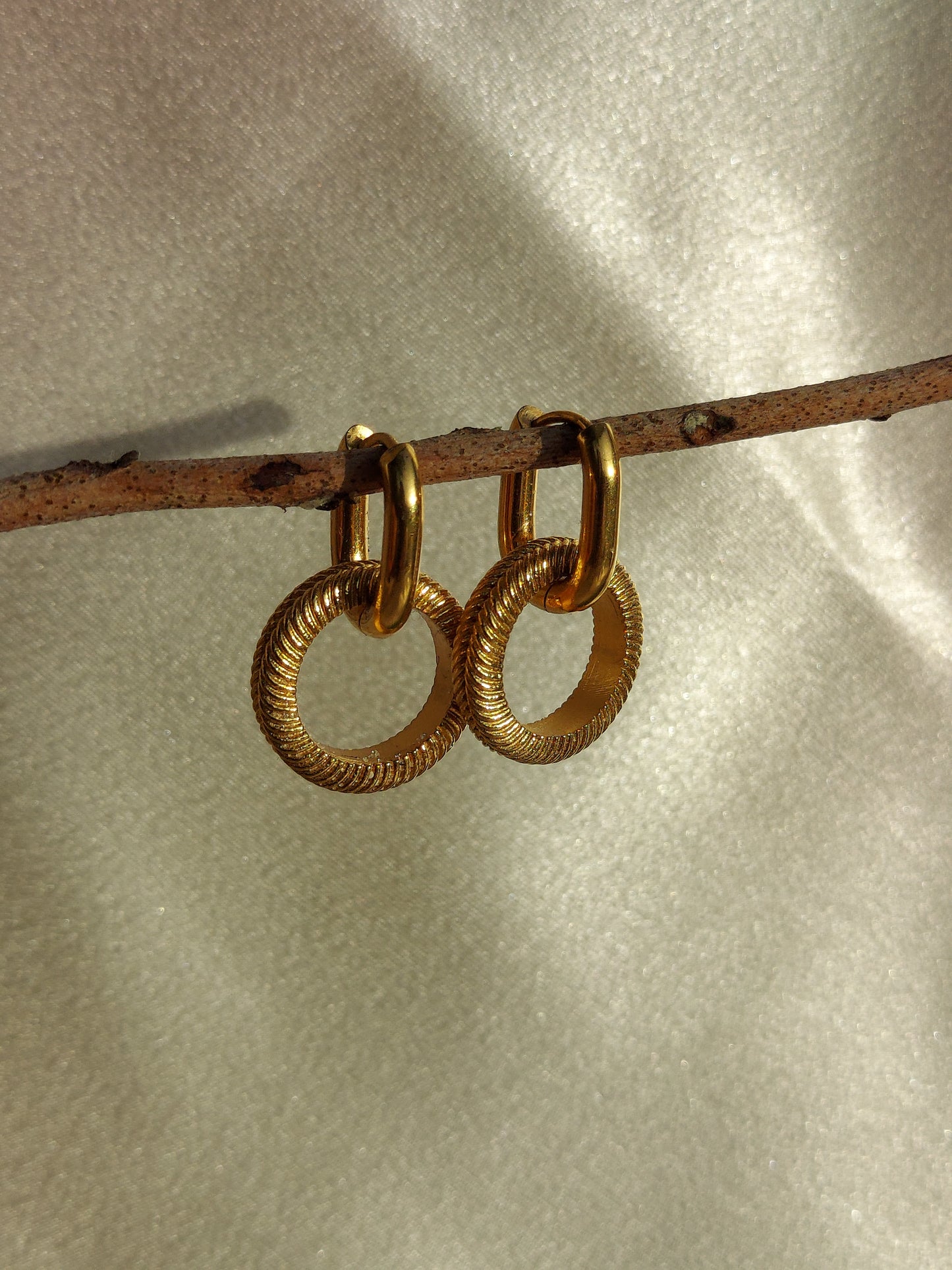 Gabriela Textured Hoop Earrings | 18K Gold Plated Stainless Steel