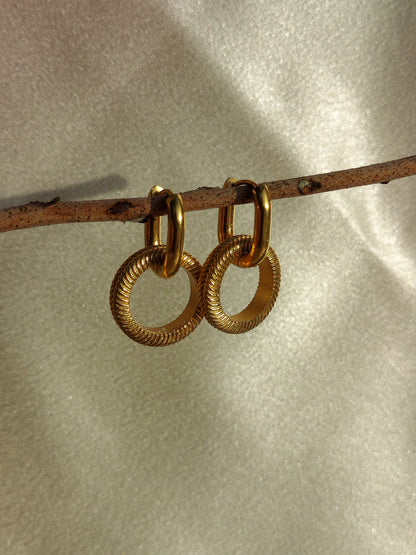 Gabriela Textured Hoop Earrings | 18K Gold Plated Stainless Steel