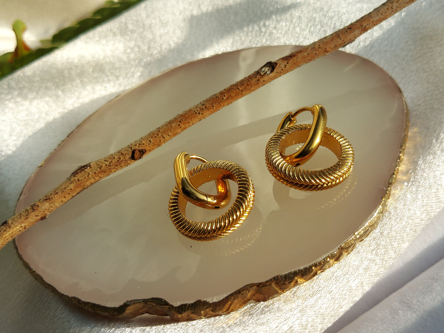 Gabriela Textured Hoop Earrings | 18K Gold Plated Stainless Steel