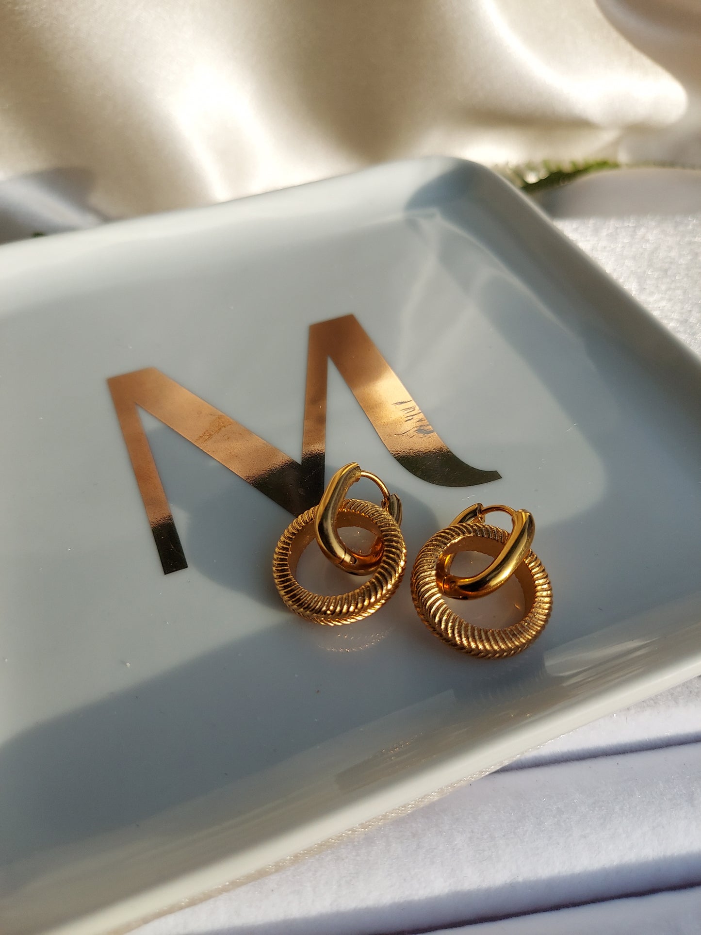 Gabriela Textured Hoop Earrings | 18K Gold Plated Stainless Steel
