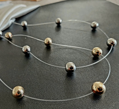 Orbit Illusion Necklace & Earring Set | Floating Stainless Steel Beads | 18K Gold or Rhodium Plated | 20 Inch