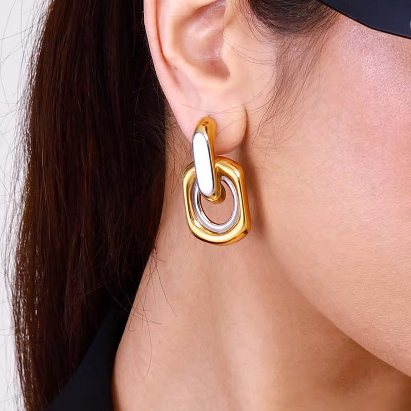 Isabella Double O Chunky Earrings | 18K Gold Plated 316L Steel