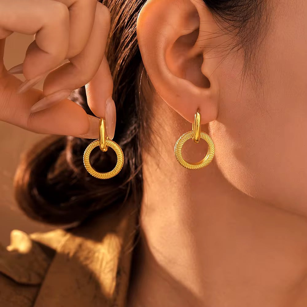 Gabriela Textured Hoop Earrings | 18K Gold Plated Stainless Steel