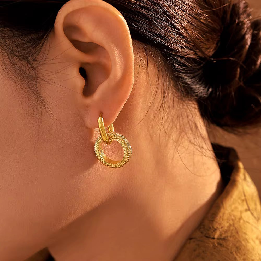 Gabriela Textured Hoop Earrings | 18K Gold Plated Stainless Steel