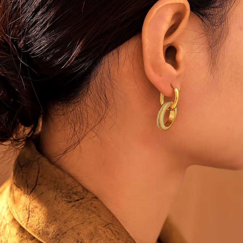 Gabriela Textured Hoop Earrings | 18K Gold Plated Stainless Steel