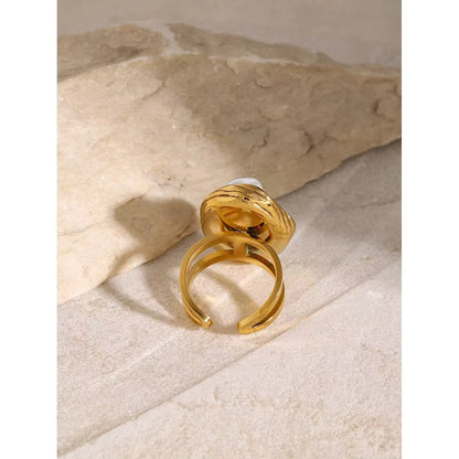 Aura Baroque Pearl Ring | Adjustable 18K Gold Plated Open Band