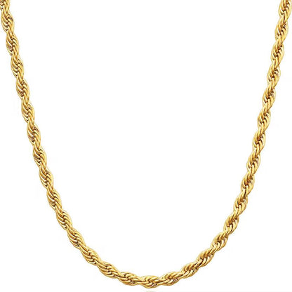 Essential Rope Chain Necklace | 18K Gold or Rhodium Plated Stainless Steel | 18", 3mm