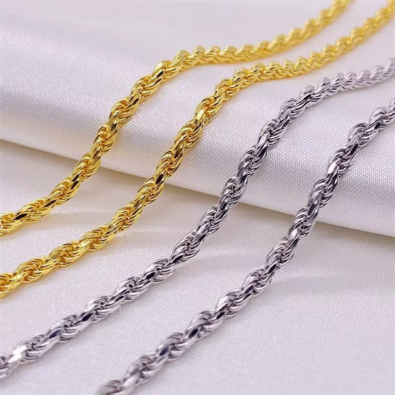 Essential Rope Chain Necklace | 18K Gold or Rhodium Plated Stainless Steel | 18", 3mm