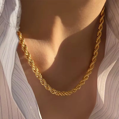 Essential Rope Chain Necklace | 18K Gold or Rhodium Plated Stainless Steel | 18", 3mm