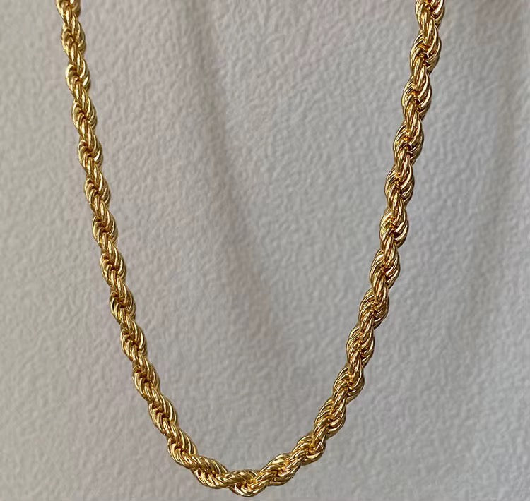 Essential Rope Chain Necklace | 18K Gold or Rhodium Plated Stainless Steel | 18", 3mm