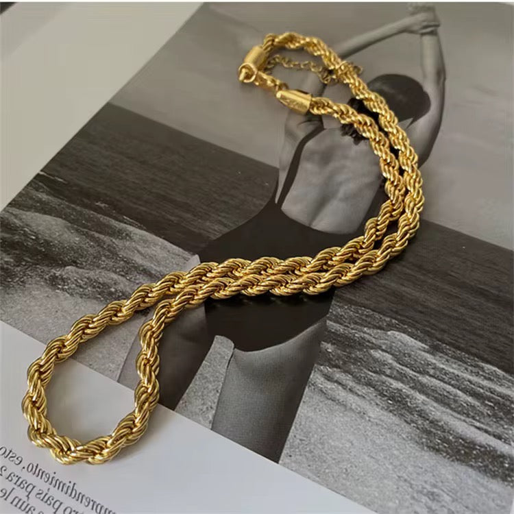 Essential Rope Chain Necklace | 18K Gold or Rhodium Plated Stainless Steel | 18", 3mm