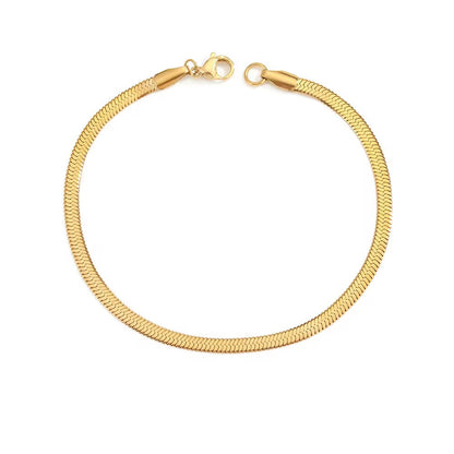 Gold Herringbone Bracelet | Stainless Steel Flat Snake Chain | 1/4" Wide