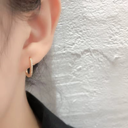Stephanie Tiny Zircon U-Hoop Earrings | 925 Sterling Silver | Gold or Rhodium Plated