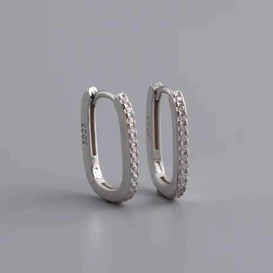 Stephanie Tiny Zircon U-Hoop Earrings | 925 Sterling Silver | Gold or Rhodium Plated