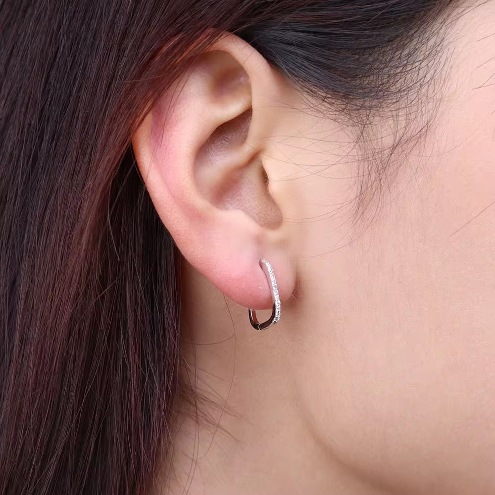 Stephanie Tiny Zircon U-Hoop Earrings | 925 Sterling Silver | Gold or Rhodium Plated