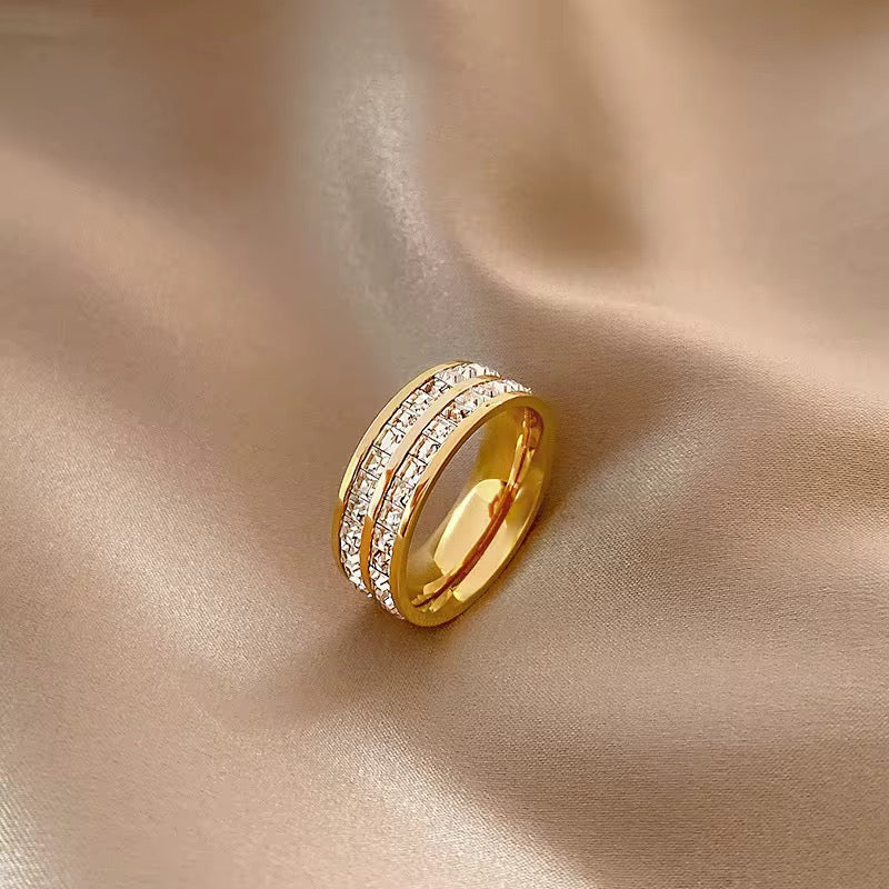 Gold Plated Titanium Ring with Zirconia | Celeste | Sizes 7-9