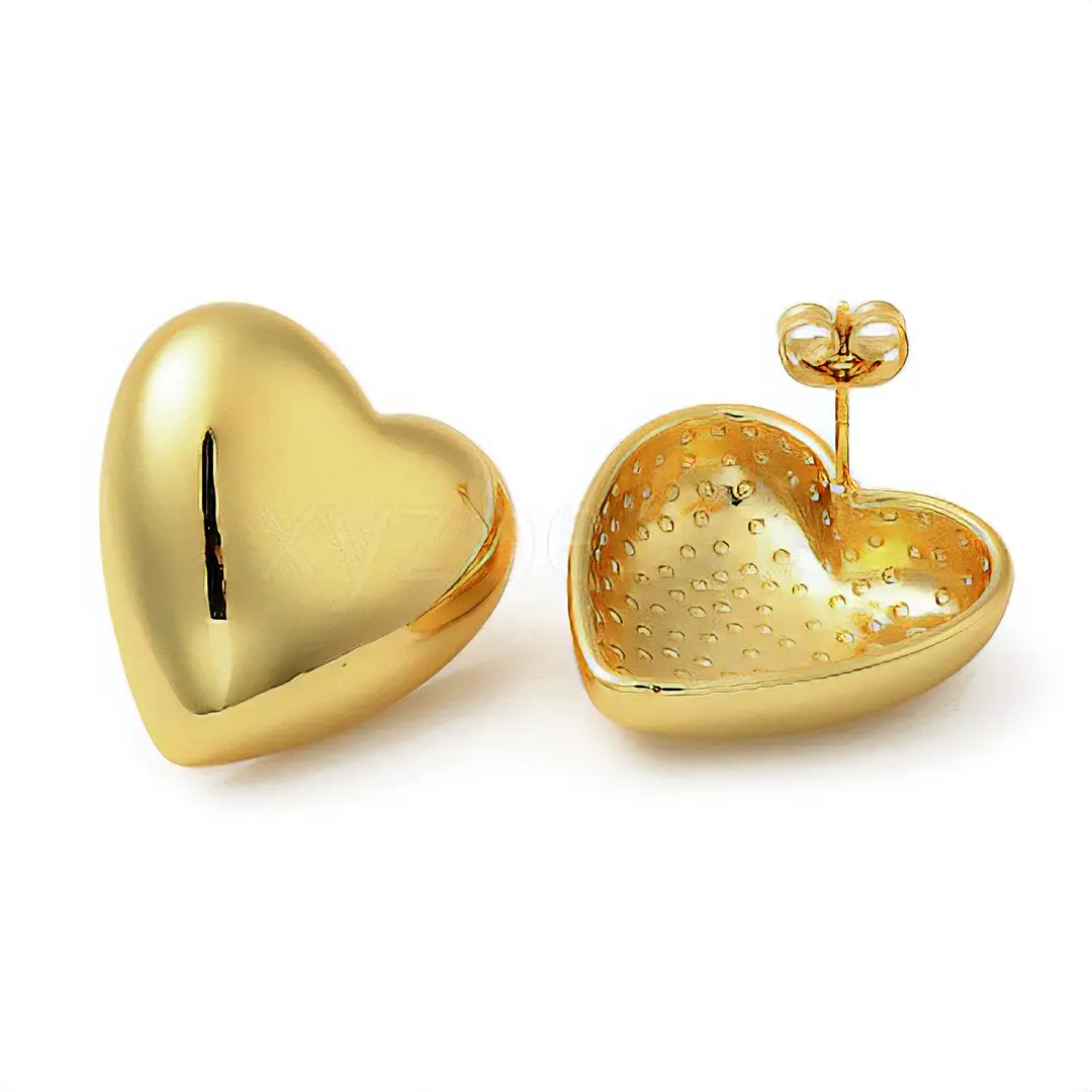 18k Gold Plated Heart Stud Earrings